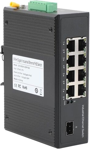 2PCS Gigabit Industrial POE Switch- 1 SFP Port to 8 PJ45 10/100/1000M Ethernet Network Switch with Module, Desktop/Din Rail Mount, Plug & Play in Saudi Arabia