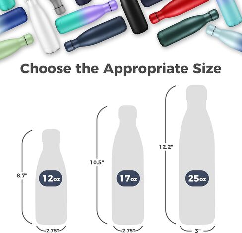 Volhoply 25oz زجاجات مياه معزولة 1/2/4 حزمة ، قارورة فراغ من الفولاذ المقاوم للصدأ مزدوج الجدار تبقي زجاجة تسرب باردة و BPA خالية in Kuwait