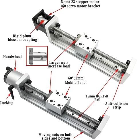 1pcs عرض 60 مم دليل خطي فردي الجدول المنزلق electral wheel sfu1605/1610 ballscrew 50-1200mm المحرك الخطي x-y-z (SFU1610-1000mm) in Kuwait