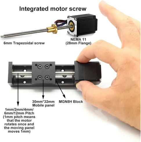 X y x z محور T-ty-ty-type الدليل الخطي السكك الحديدية الشريحة الصغيرة 50-300mm السكتة الدماغية NEMA11 28 مم محرك السهود (محور ص 100 مم) in Kuwait