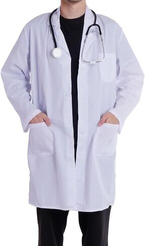 Professional Lab Coat White for Men Women Unisex Medical Labcoat Doctor Nurse Med Laboratory Coat in Saudi Arabia
