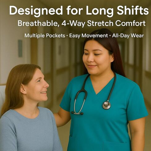 Women Scrub Set | V-Neck Short Sleeve Top & Elastic Waist Pants with Pockets Workwear Uniform for Women in Saudi Arabia