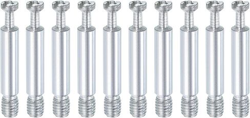 uxcell 20Pcs 35mm Furniture Connecting Fittings, Thread Bolts Dowels Screws, Metal Dowel Fitting Fasteners for Cabinet Drawer and Wardrobe Furniture, Silver in Saudi Arabia