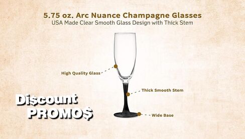 Custom Nuance Champagne Flutes by ARC 5.75 oz. Set of 10, Personalized Bulk Pack - Perfect for Hotel, Bar, Restaurant or Lounge - Clear in Saudi Arabia