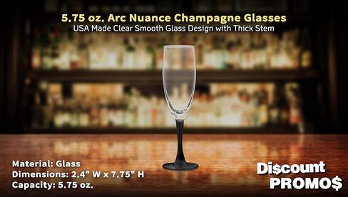 Custom Nuance Champagne Flutes by ARC 5.75 oz. Set of 10, Personalized Bulk Pack - Perfect for Hotel, Bar, Restaurant or Lounge - Clear in Saudi Arabia