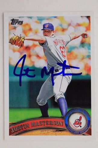 توقيع جاستن ماسترسون كليف إنديانز 2011 Topps #544 MLB Card 16E - MLB Motophorged Baseball Cards in Saudi Arabia