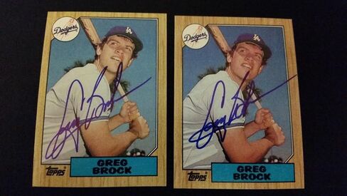 Greg Brock Dodgers 1987 Topps #26 Brewers Signed Authentic Autograph JA15 - Autographed Baseball Cards in Saudi Arabia