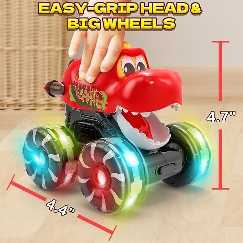 Intoypad Red Chomping Dino Monster Truck Toy – Press and Go Car Truck | Dinosaur Car with LED Light Wheels and Moving Mouth Action– Light-Up Push Car for Toddlers Boys Girls Ages 2 3 4 5 6 7 8 in Saudi Arabia