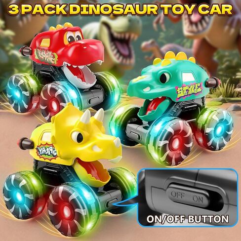 Intoypad Red Chomping Dino Monster Truck Toy – Press and Go Car Truck | Dinosaur Car with LED Light Wheels and Moving Mouth Action– Light-Up Push Car for Toddlers Boys Girls Ages 2 3 4 5 6 7 8 in Saudi Arabia