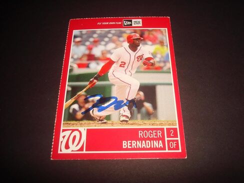Roger Bernadina Nationals 2012 New Era Promo #16 Signed Authentic Autograph 920 - MLB Autographed Baseball Cards in Saudi Arabia
