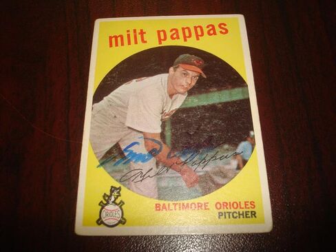 Milt Pappas 1959 Topps #391 Orioles Cubs وقعت على توقيعه الأصيل M7 - بطاقات البيسبول الموقعة in Saudi Arabia