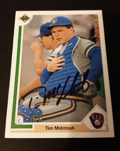 Tim McIntosh Brewers 1991 Upper Deck #547 Yankees Authentic Signed Autograph JG2 - MLB Autographed Baseball Cards in Saudi Arabia
