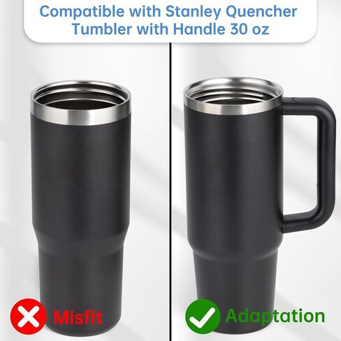 30 oz Replacement Lid for Stanley Quencher Tumbler with Handle, 2 PCS Spill Proof Lid Accessories Fit, Leak-Proof Splash Resistant Replaceble Cover Cap for Stanley, (Black) in Saudi Arabia