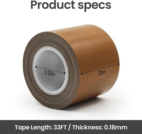 Teflon Tape High Temperature PTFE 2-inch x 33 Feet x 0.18mm for Vacuum Sealer, Food Packaging, Industrial Use in Saudi Arabia