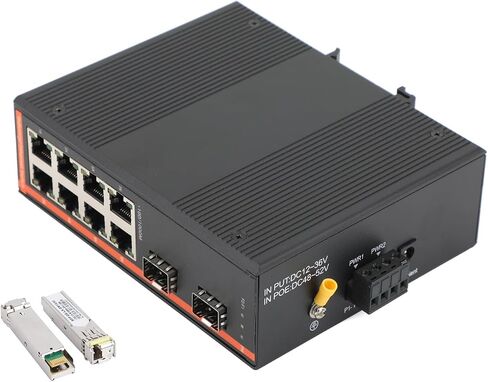 مفتاح الشبكة الصناعية Gigabit Ethernet الألياف الضوئية - 2SFP إلى 8 RJ45 ، مع 1PCS SFP Moudle -2lc 550m ، 10/100/1000M ، IP40 ، DIN Rail Mount in Kuwait