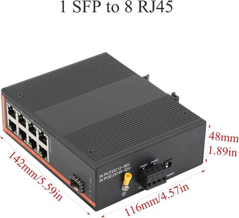 مفتاح الشبكة الصناعية Gigabit Ethernet الألياف الضوئية - 1SFP إلى 8 RJ45 ، مع 1PCS SFP Moudle -2lc 550m ، 10/100/1000M ، IP40 ، DIN Rail Mount in Kuwait