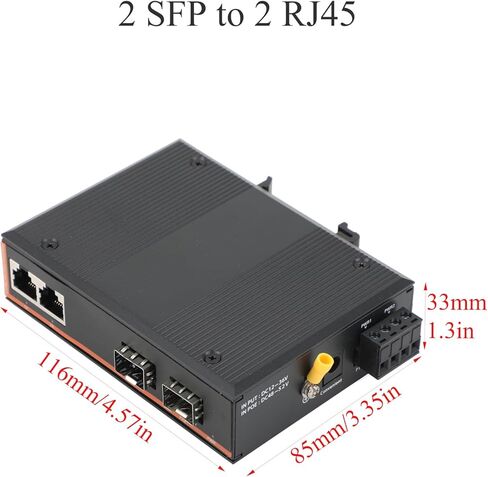 مفتاح الشبكة الصناعية Gigabit Ethernet الألياف الضوئية - 2SFP إلى 2 RJ45 ، مع 1PAIR SFP Moudle -SC 3km ، 10/100/1000M ، IP40 ، DIN Rail Mount in Kuwait