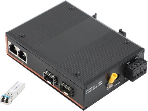 مفتاح الشبكة الصناعية Gigabit Ethernet الألياف الضوئية - 2SFP إلى 2 RJ45 ، مع 1PAIR SFP Moudle -SC 3km ، 10/100/1000M ، IP40 ، DIN Rail Mount in Kuwait