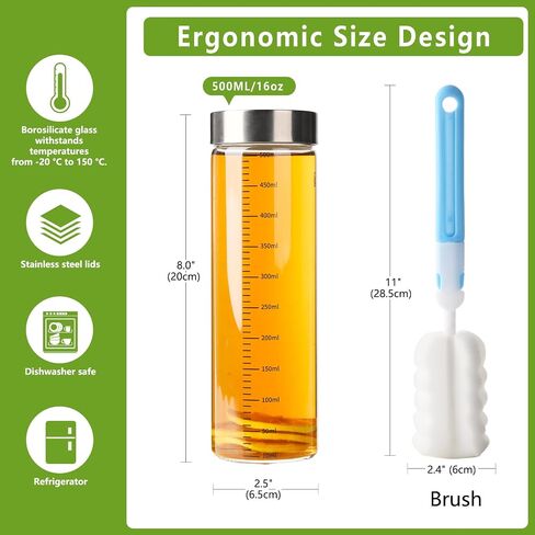 4 Pack 10 oz Glass Juice Bottles with Stainless Steel Lids Wide Mouth Borosilicate Glass Shaker bottle for Juicing, Protein, Smoothies, Reusable, Leak Proof, Dishwasher Safe Glass Water Bottles in Saudi Arabia
