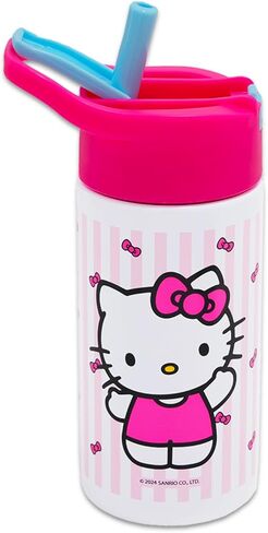 Hello Kitty زجاجة مياه من الفولاذ المقاوم للصدأ للفتيات - حزمة مع Hello Kitty زجاجة المياه القابلة لإعادة الاستخدام للمنزل والمدرسة والرياضة ، بالإضافة إلى ملصق ، الوشم ، المزيد | زجاجة ماء مرحبا كيتي مع القش in Saudi Arabia