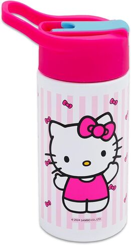 Hello Kitty زجاجة مياه من الفولاذ المقاوم للصدأ للفتيات - حزمة مع Hello Kitty زجاجة المياه القابلة لإعادة الاستخدام للمنزل والمدرسة والرياضة ، بالإضافة إلى ملصق ، الوشم ، المزيد | زجاجة ماء مرحبا كيتي مع القش in Saudi Arabia