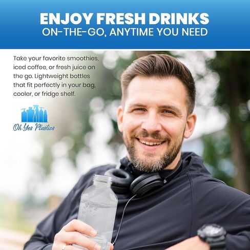 Reusable Juice Bottles with Caps - BPA Free Juice Containers Plastic Bottles with Lids for Water, Smoothies, Lemonades, Sodas, Coffees, Juices - 60 Packs, 16oz Drinking Bottle in Saudi Arabia
