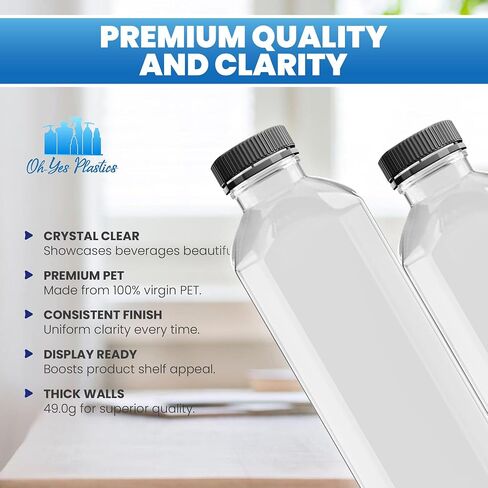 Reusable Juice Bottles with Caps - BPA Free Juice Containers Plastic Bottles with Lids for Water, Smoothies, Lemonades, Sodas, Coffees, Juices - 60 Packs, 16oz Drinking Bottle in Saudi Arabia