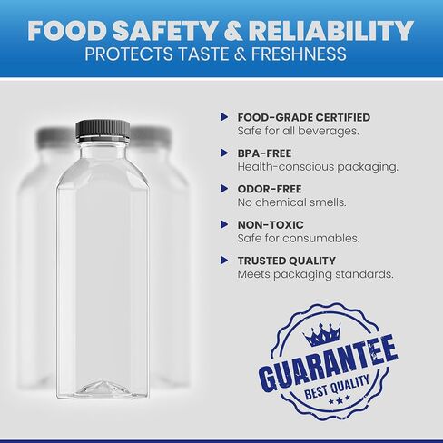 Reusable Juice Bottles with Caps - BPA Free Juice Containers Plastic Bottles with Lids for Water, Smoothies, Lemonades, Sodas, Coffees, Juices - 60 Packs, 16oz Drinking Bottle in Saudi Arabia