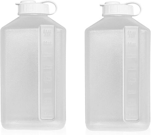 2-Quart (64 fl. oz) Water Bottle Refrigerator Shaker, Pitcher, Engraved Measurements, Mixer Bottle, Leak Resistance, Dishwasher Safe, BPA Free, with Easy-Pour Spout (2-PACK) in Saudi Arabia