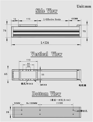[60mm Servo Bracket] 1pcs 65mm واسعة النطاق مرفق بالكامل دليل السكك الحديدية الخطي SFU1605/1610 100-1000mm دقة السكتة الدماغية ± 0.02 مم (SFU1610-100 مم) in Kuwait
