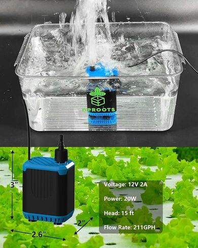 Proots 52GPH System System Mini Mini Pump-5-12V DC Ultra Quiet for Aquariums ، Hoep-ins in Kuwait