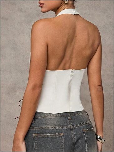 MakeMechic Women's Halter Top Lackless Brabs Tops Lace Up Cami Top Ocleveless Stest in Saudi Arabia