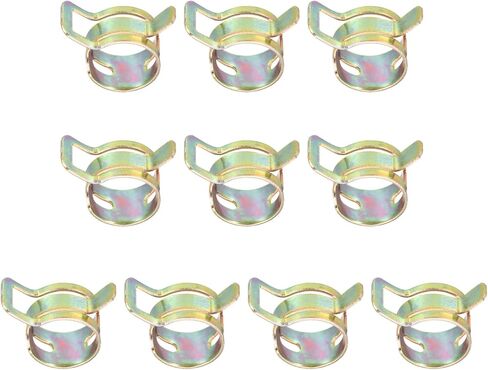 PATIKIL Spring Band Hose Clamps for 12.5-13.2mm OD Hose, 10 Pack Silicone Vacuum Constant Tension Band Clips for Fuel Line Silicone Air Hose Tube Water Pipe, Gold in Saudi Arabia