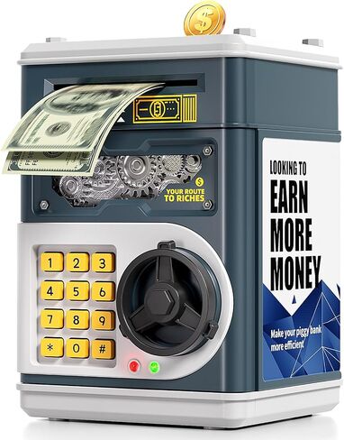 Piggy Bank for Kids Boys 5-13 with 4 Saving Record Cards, Kids Money Safe Banks for Real Money with 4-Digit Password, Electronic Piggy Bank Toys for Boys Girls with ATM-Style Cash Slot, Red Blue in Saudi Arabia