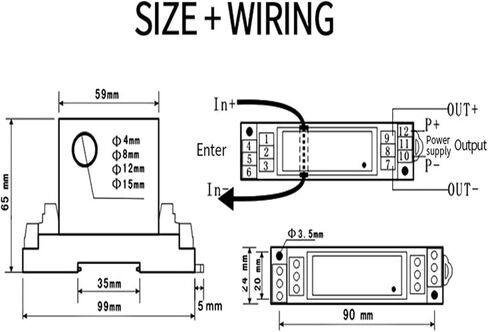 جهاز الإرسال الحالي AC DC 0-10A 0-20A 0-50A 0-150A المستشعر الحالي 4-20MA 0-10V 0-5V RS485 RELAY AC DC Current Transducer (15mm ، AC 0-20A_OUTPUT RELAY) in Kuwait