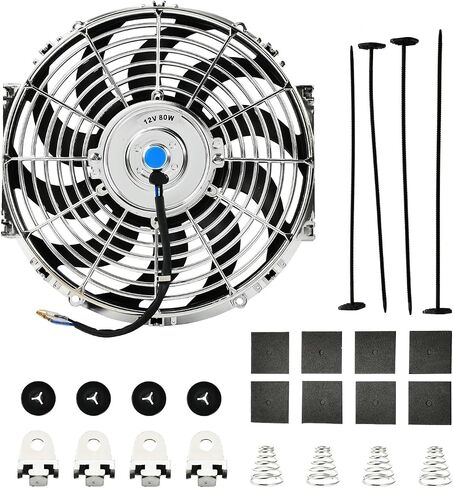 16 Inch Chrome Slim Fan Push Pull Electric Radiator Cooling Fan Universal High Performance 12V 120W Motor with Fan Mounting Kit in Kuwait