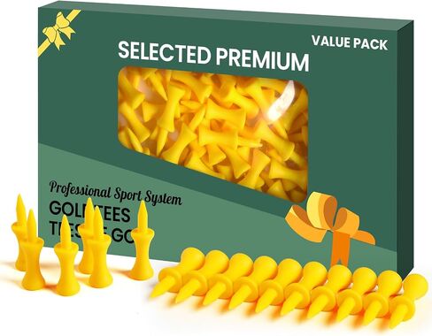 Plastic Golf Castle Tees Step Down Value 200 Count, Unbreakable Mixed or Same Height 1, 1 1/4, 2 3/4, 2 1/4, 2, 1 3/4, 1 1/2 Inch Length Colorful Pack for Practice in Kuwait