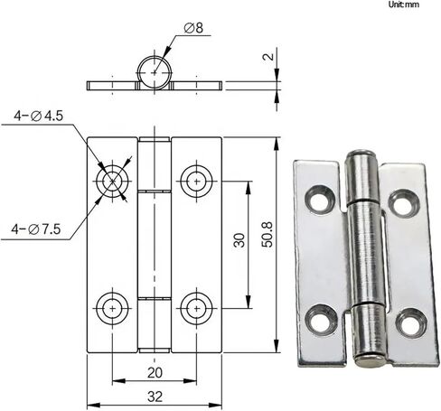 304 Stainless Steel Hardware Doors Hinges Accessory 1Pcs in Saudi Arabia