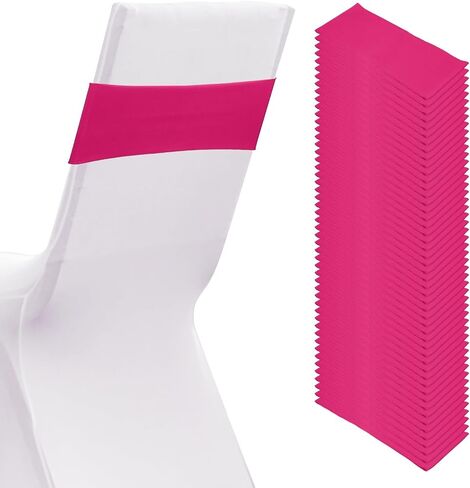 PATIKIL Premium Spandex Chair Sashes Bows, 50 Pcs Elastic Stretch Chair Cover Band Ties with Slider Buckle for Birthday Party Banquet Wedding Decoration, Date Red in Saudi Arabia