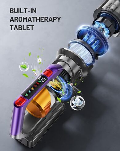 Cordless Vacuum Cleaner, 580W 48KPA 60Mins Vacuum Cleaners for Home, Self-Standing Stick Vacuum with Aromatherapy & LED Display Screen, Stick Vacuum Cordless Rechargeable for Pet Hair/Carpets/Hardwood in Saudi Arabia