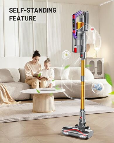Cordless Vacuum Cleaner, 580W 48KPA 60Mins Vacuum Cleaners for Home, Self-Standing Stick Vacuum with Aromatherapy & LED Display Screen, Stick Vacuum Cordless Rechargeable for Pet Hair/Carpets/Hardwood in Saudi Arabia