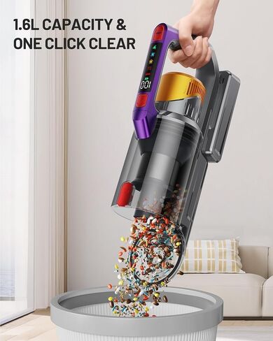 Cordless Vacuum Cleaner, 580W 48KPA 60Mins Vacuum Cleaners for Home, Self-Standing Stick Vacuum with Aromatherapy & LED Display Screen, Stick Vacuum Cordless Rechargeable for Pet Hair/Carpets/Hardwood in Saudi Arabia