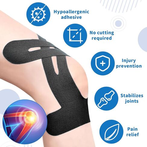 10pcs شريط علم الحركة للركبتين ، شرائط الشريط الحركية الشريط المسبق لدعم الركبة والاستقرار ، شريط رياضي مرن مقاوم للماء للتخفيف من الألم ، شريط رياضي للعضلات والمفصل ، البيج. in Kuwait