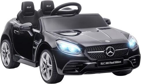 AOSOM Mercedes SLC 300 Kids Corder Carn مع التحكم عن بُعد ، وركوب بطارية 12 فولت يركبون السيارة مع الموسيقى ، والأضواء ، والتعليق لمدة 3-6 سنوات ، أبيض in Kuwait