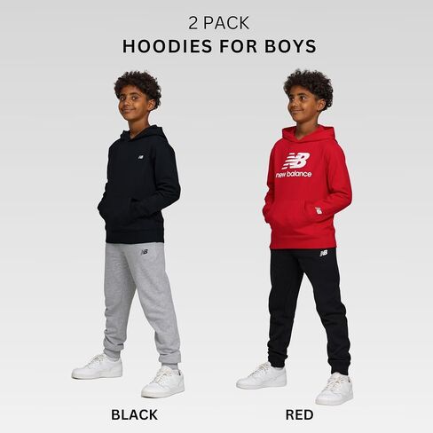 New Balance Boys Hoodie 2-Pack-Premium Comfy Cotton Plended Fleece Pullover Hoodies للأطفال in Saudi Arabia