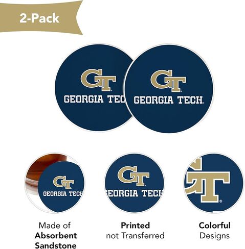 Desert Cactus Georgia Tech University Caraster Juster Yellow Jackets GT Institute of Technolbs Extorbbent Sandstons Custer Coasters مجموعة من 2 (تصميم A) in Saudi Arabia