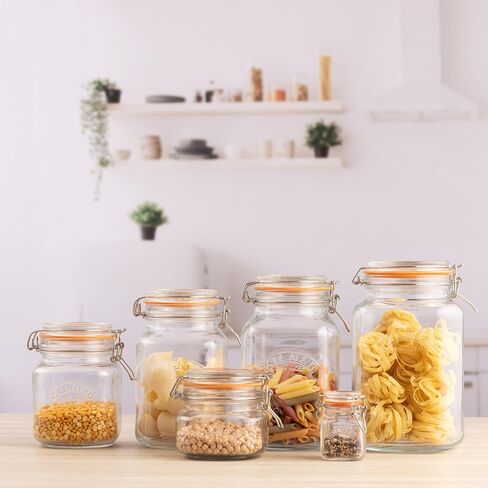 Kilner Square Clip Top Jar 250ml (0.25L) Airtight Glass Jar for Storing Herbs Spices Dried Fruits Nuts and Seeds in Kuwait