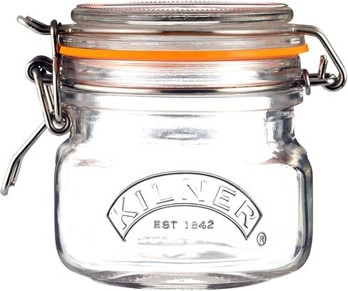 Kilner Square Clip Top Jar 250ml (0.25L) Airtight Glass Jar for Storing Herbs Spices Dried Fruits Nuts and Seeds in Kuwait