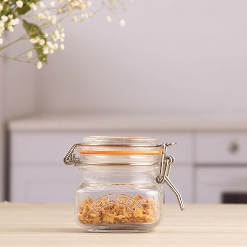 Kilner Square Clip Top Jar 250ml (0.25L) Airtight Glass Jar for Storing Herbs Spices Dried Fruits Nuts and Seeds in Kuwait