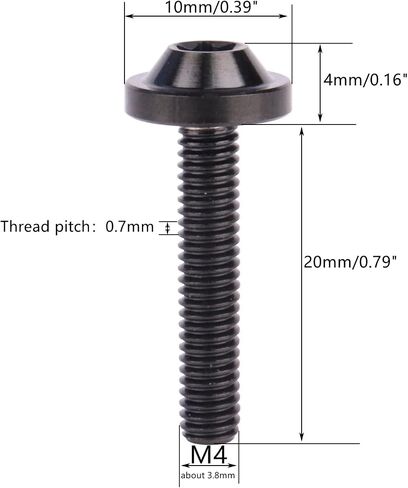 4Pcs Titanium Bolt M4x10 15 20mm Button Torx Head Screw for Bicycle Motorcycle (Black, M4x20mm) in Kuwait